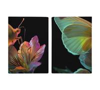 LHJKB Durable PU Material Passport Protective Cover, Butterfly on Flower Printing Cute Passport Protective Cover Women and Men Passport Cover Wear-Resistant Passport Bag
