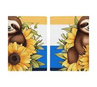 LHJKB Durable PU Material Passport Protective Cover, Cartoon Sloth Sitting on Sunflower Printing Cute Passport Protective Cover Women and Men Passport Cover Wear-Resistant Passport Bag