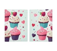 LHJKB Durable PU Material Passport Protective Cover, Cupcake Candy Hearts Sweet Printing Cute Passport Protective Cover Women and Men Passport Cover Wear-Resistant Passport Bag