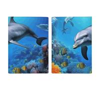 LHJKB Durable PU Material Passport Protective Cover, Dolphin in The Coral Reef Printing Cute Passport Protective Cover Women and Men Passport Cover Wear-Resistant Passport Bag