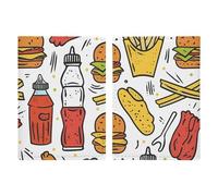 LHJKB Durable PU Material Passport Protective Cover, Doodle Fast Food Printing Cute Passport Protective Cover Women and Men Passport Cover Wear-Resistant Passport Bag