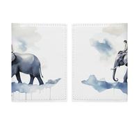 LHJKB Durable PU Material Passport Protective Cover, Man Riding an Elephant Printing Cute Passport Protective Cover Women and Men Passport Cover Wear-Resistant Passport Bag