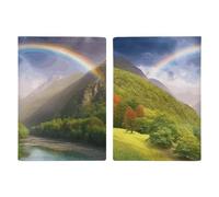 LHJKB Durable PU Material Passport Protective Cover, Mountain Valley with Rainbow Printing Cute Passport Protective Cover Women and Men Passport Cover Wear-Resistant Passport Bag