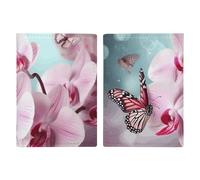 LHJKB Durable PU Material Passport Protective Cover, Orchid Flower Butterfly Soft Fresh Spring Printing Cute Passport Protective Cover Women and Men Passport Cover Wear-Resistant Passport Bag