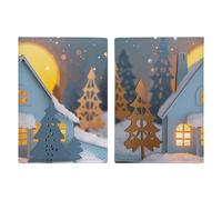 LHJKB Durable PU Material Passport Protective Cover, Small House and Trees Printing Cute Passport Protective Cover Women and Men Passport Cover Wear-Resistant Passport Bag
