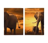 LHJKB Durable PU Material Passport Protective Cover, Sunset Parent-Child Elephant Printing Cute Passport Protective Cover Women and Men Passport Cover Wear-Resistant Passport Bag
