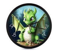 LHJKB Silent Wall Clocks Modern Wall Clock Dragon Cute Printed Fashion Round Wall Clock Digital Wall Clock Battery Operated for Office Classroom School Home Living Room Bedroom Kitchen Decor