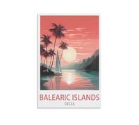 LHJOIUN Balearic Islands Ibiza Vintage Travel Posters 08x12inch(20x30cm) Art Canvas Print For Living Room Bedroom Home Decoration Modern Art