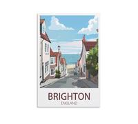LHJOIUN Brighton England Vintage Travel Poster Treet 16x24inch(40x60cm) Art Canvas Print For Living Room Bedroom Home Decoration Modern Art