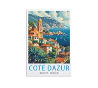 LHJOIUN Cote D'azur Menton France Vintage Travel Posters 12x18inch(30x45cm) Art Canvas Print For Living Room Bedroom Home Decoration Modern Art