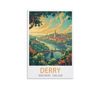 LHJOIUN Derry Northern Ireland Vintage Travel Posters 08x12inch(20x30cm) Art Canvas Print For Living Room Bedroom Home Decoration Modern Art