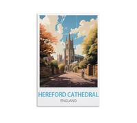 LHJOIUN Hereford Cathedral England Vintage Travel Poster 08x12inch(20x30cm) Art Canvas Print For Living Room Bedroom Home Decoration Modern Art
