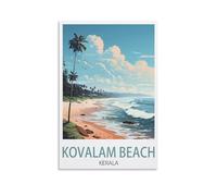 LHJOIUN Kovalam Beach Kerala Vintage Travel Poster Landscape 12x18inch(30x45cm) Art Canvas Print For Living Room Bedroom Home Decoration Modern Art