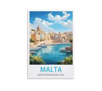 LHJOIUN Malta Mediterranean Sea Vintage Travel Posters 12x18inch(30x45cm) Art Canvas Print For Living Room Bedroom Home Decoration Modern Art