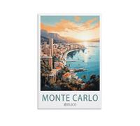 LHJOIUN Monte Carlo Monaco Vintage Travel Posters 08x12inch(20x30cm) Art Canvas Print For Living Room Bedroom Home Decoration Modern Art