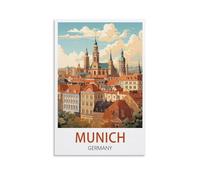 LHJOIUN Munich Germany Vintage Travel Poster 16x24inch(40x60cm) Art Canvas Print For Living Room Bedroom Home Decoration Modern Art