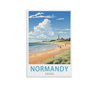 LHJOIUN Normandy France Vintage Travel Posters 12x18inch(30x45cm) Art Canvas Print For Living Room Bedroom Home Decoration Modern Art