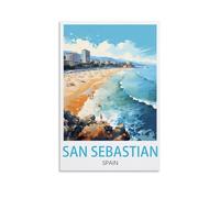 LHJOIUN San Sebastian Spain Vintage Travel Posters 12x18inch(30x45cm) Art Canvas Print For Living Room Bedroom Home Decoration Modern Art