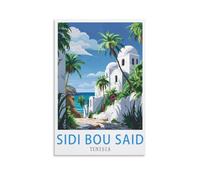 LHJOIUN Sidi Bou Said Tunisia Vintage Travel Posters 08x12inch(20x30cm) Art Canvas Print For Living Room Bedroom Home Decoration Modern Art