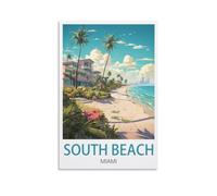 LHJOIUN South Beach Miami Vintage Travel Posters 12x18inch(30x45cm) Art Canvas Print For Living Room Bedroom Home Decoration Modern Art