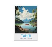 LHJOIUN Tahiti French Polynesia Vintage Travel Poster 24x36inch(60x90cm) Art Canvas Print For Living Room Bedroom Home Decoration Modern Art