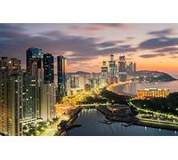 LHJOYSP jigsaw 1000 pieces City Dawn Busan South Korea 75x50cm