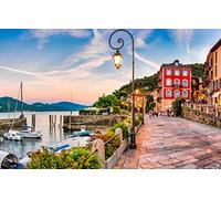 LHJOYSP jigsaw puzzle 1000 City Architecture Yacht Italian Boat Promenade Port Lake Maggiore Cannobio 75x50cm
