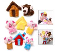 LHKJ 8 Pcs Cartoon Animals Finger Puppets with Little Pigs Educational Plush Doll for Kids, Fairy Tale Puppet Doll for Kids