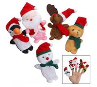 LHKJ Christmas Cartoon Finger Puppets 5 Pcs, Cute Xmas Elements Finger Dolls for Children