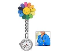 LHKJ Nurses Fashion Quartz Clip-on Fob Brooch Hanging Pocket Smile Flower Watches
