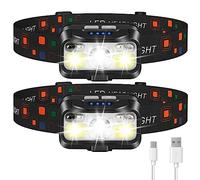 LHKNL Headlamp Rechargeable, Lumen Super Bright Motion Sensor Head Lamp Flashlight,2-Pack Waterproof LED Headlight with White Red Light,8 Modes Head Lights for Camping Cycling Running Fishing