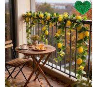 LHLZNB 11PCS Faux Lemon Vine Garland 200cm, 48 Mixed Fruit Flower Leaf Decorations with 10 Zip Ties for Wedding Christmas Home Garden
