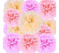 LHLZNB 12 Pcs Elegant Rose Gold Birthday Decorations and Engagement Party Decorations - Pink Party Decorations, Paper Flowers, Hanging Decorations,12 inch and 10 inch (Rice Noodles)