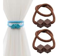 LHLZNB 2 Pieces Magnetic Curtain Tieback, magnetic tie backs for curtains，Decorative Drape Tie Backs Holdback Holder for Window Draperies，Applicable to Tie Backs for Home (coffee)