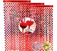 LHLZNB 3 Pieces 1m*2m Party Decorations，Red Hearts Hanging String Decor for Valentines Day，Suitable for Valentine's Day，Engagement Decorations，Anniversary (red)