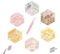LHLZNB 3D House Stickers,3D House Sticker Set, 3D Sticker Scene, 3D Stickers, Coffee Shop/Restaurant/Bookstore, Cute Korean Cartoon Scene Stickers for Adult Kids Relief Stress Pass (6)