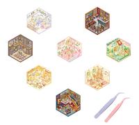 LHLZNB 3D House Stickers，3D House Sticker Set, 3D Sticker Scene, 3D Stickers, Coffee Shop/Restaurant/Bookstore, Cute Korean Cartoon Scene Stickers for Adult Kids Relief Stress Pass (8)
