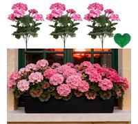 LHLZNB 3Packs Pink Fake Begonia Flowers with 10 Zip Ties, UV Resistant Artificial Silk Blooms for Outdoor Indoor Garden Window Box Home Decor