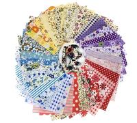 LHLZNB 60 Pieces African Fat Quarters Fabric Bundles,Fabric Squares,Calico Fabric,10 x 10 cm Cotton Polyester Quilting Fabric Material Scraps for Sewing Clothes Crafting Projects Patch Work