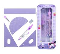LHLZNB 8Piece Maths Set,clear pencil case，Maths Sets - Protractor and Compass Set for Students' Mathematics Teaching and Learning Drawing Geometric Figures Kids Stationery Gifts(Purple)