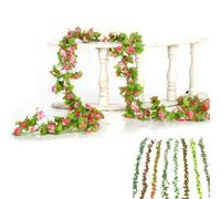 LHLZNB Artificial Flowers Garlands - 42 simulated roses Artificial Flower Vines for Decorations, Faux White Rose Floral Arch with Realistic Design for Home, Indoor/Outdoor Weddings (3, Pink)