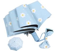 LHLZNB Auto Open/Close Compact Travel Umbrella with Watercolor Art, UV Sun Protection, Windproof Lightweight Design, Fast-Drying Portable Umbrella for Women & Men (blue)