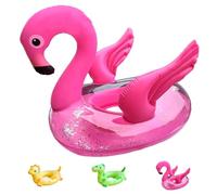 LHLZNB Baby Swim Ring with Seat - Soft PVC Inflatable Bath Float for Infants 6-36 Months, Multipurpose Ergonomic Baby Float for Safe Bath Time & Swim Lessons (Flamingo)