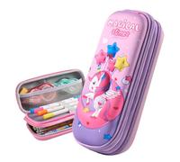 LHLZNB Double-Deck Pencil case,3D Eva Cute Pencil Case for Girls,Pencil Cases Boys,School Pencil caseHigh Capacity Water Proof Stationery Set for Kids,School Supplies for Kids Back (Pink Pony)
