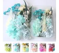 LHLZNB Ethereal Dry Flowers for Crafts & Resin - Preserved Beauty in Every Petal - Perfect, Floral Decorations, and Wreath Making - Includes Pink, White, and Red Dried Flowers (blue)