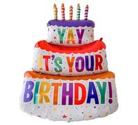 LHLZNB Jumbo Birthday Decoration - Large Cake Balloons, Personalised, Self Inflating, Colourful and Unique (Three Layer Cake)