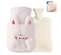 LHLZNB Mini hot Water Bottle，hot Water Bottle，Multipurpose Hot Cold Compress Muscle Pain Relief Back Neck Shoulder Belly，Applicable to Adult and Children (White)