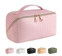 LHLZNB Premium Flat Lay Makeup Bag - Chic wash Bag & Spacious Toiletry Bag for Women, Perfect Travel Make up Bag Organizer for Cosmetics & Skincare Essentials，Toiletry Bags for Women (Pink)
