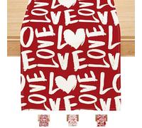 LHLZNB Red Love Hearts Valentine's Day Table Runner, perfect party decorations,Seasonal Anniversary ,Kitchen Dining Table Decoration for Indoor Home Party 33x183 cm (LOVE)