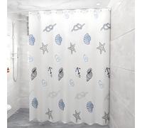 LHLZNB Shower Curtains Mould Proof Resistant - Fashion Patterned Semi-Transarent Shower Curtain, PEVA Waterproof Bathroom Curtains with 12 Hooks, 200 x 180 cm (Blue conch)